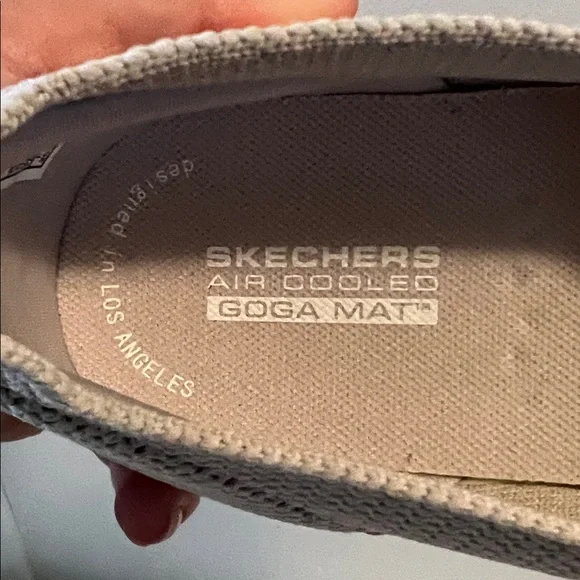 Women's Sketchers Air Cooled Stretch Fit Goga Mat Light Gray Slip-On Sneakers - Picture 6 of 7
